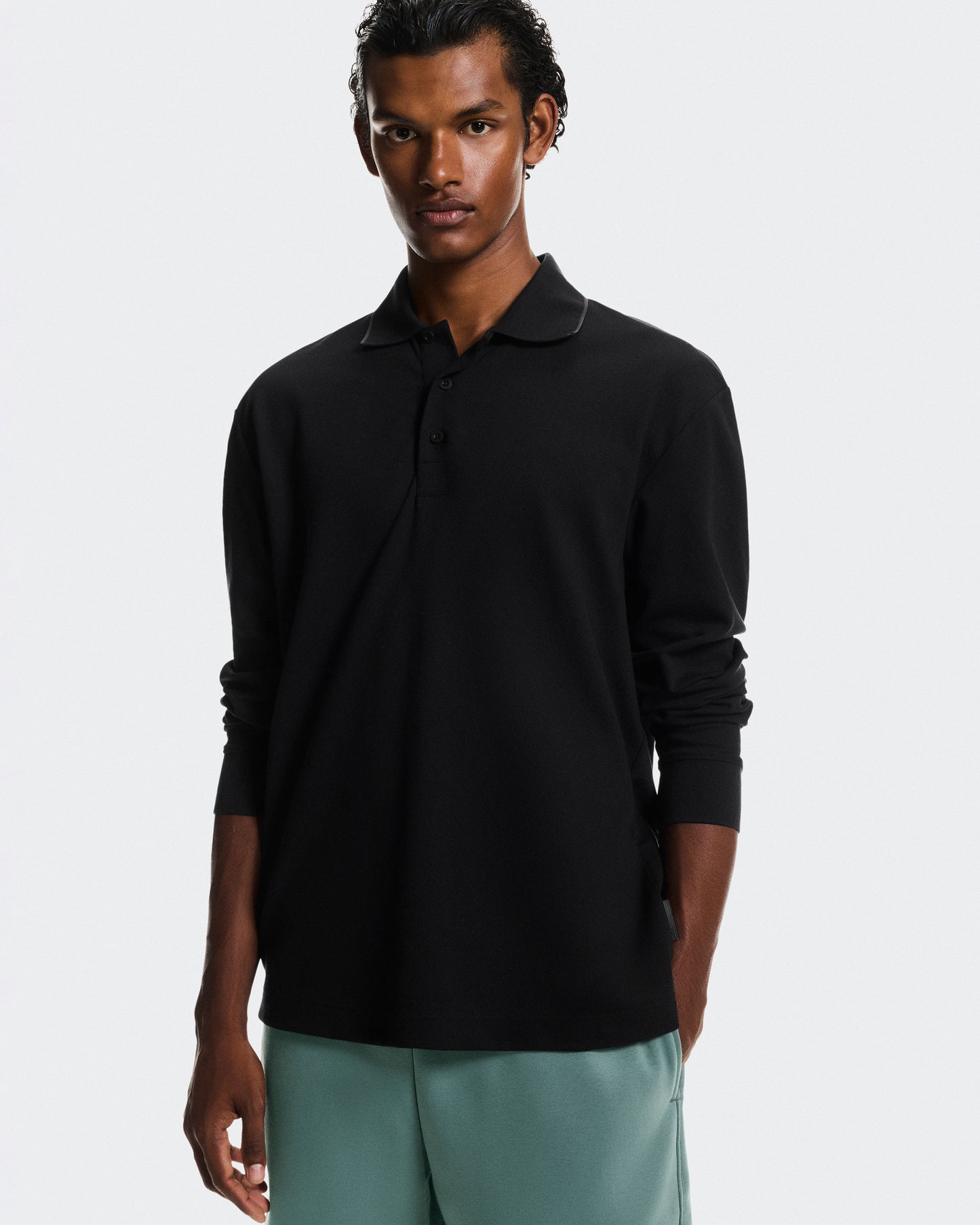 Men's Courtside Long-T Polo Black | Eclipse - US 7279