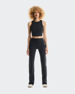 Women's All-Day Ribbed Crop Black | Rock - US 8662