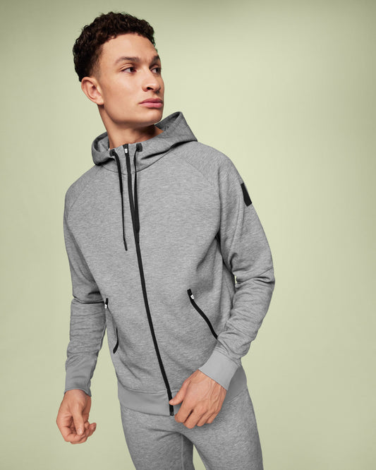 Men's Zipped Hoodie Grey - US 2703